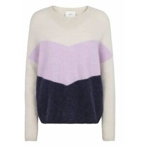 JUST Female Herle Knit Sweater Wool Alpaca Chevron Lavender Frost L Retro Soft